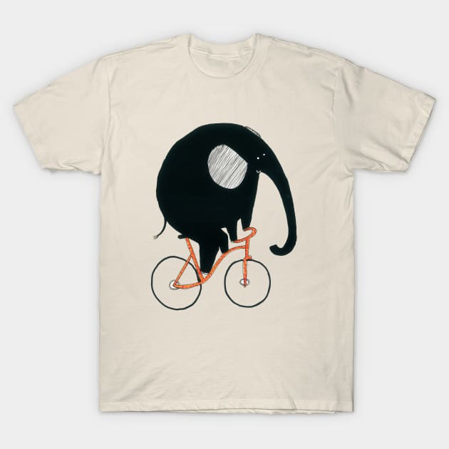 Elephant Riding A Bicycle T-Shirt by DoodlesAndStuff